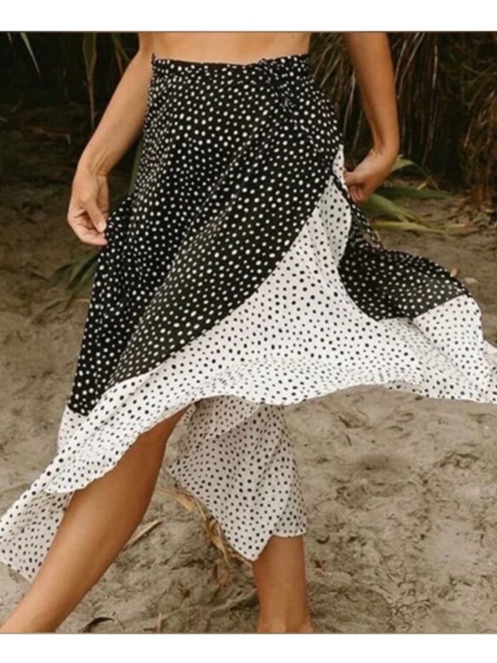 NWT summersalt Black & White Polka Wrap Skirt